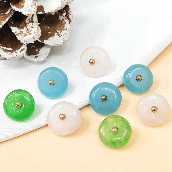 Natural Jade Bead Buttons, Disc Buttons, Cheongsam Jade Small Buttons, New Chinoiserie Retro Tang Suit and Han Dynasty Round Beads