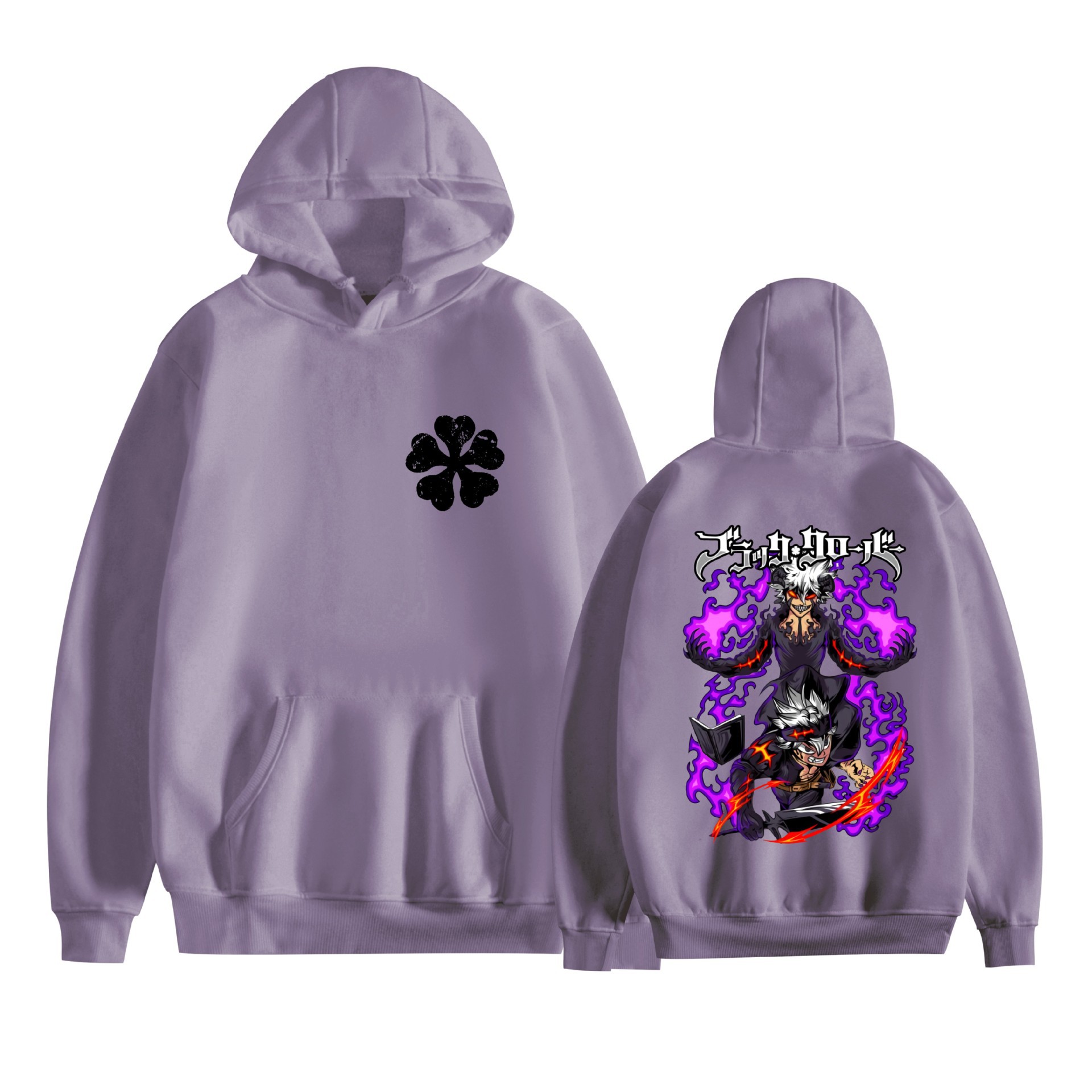 Trébol de cuatro hojas negro nuevo transfronterizo Black Clover animación periféricos hombres y mujeres suéter con capucha suelto casual