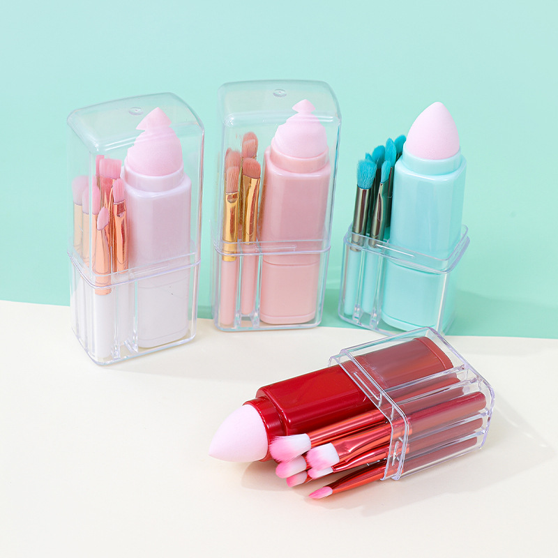 Nuevo portátil 8 en 1 cepillo de maquillaje multifuncional un conjunto de pincel de polvo de sol rojo detalle de ojos cepillo herramienta de maquillaje