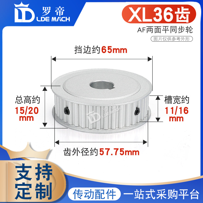 同步轮XL36齿/T 槽宽11/16AF型两面平同步带轮 齿面顶丝 内孔8-20