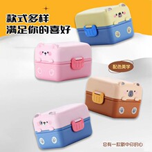 新款双层卡通饭盒可微波炉便当盒学生上班族密封塑料方形双层餐盒
