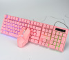 Keyboard, fuchsia mouse, laptop suitable for games