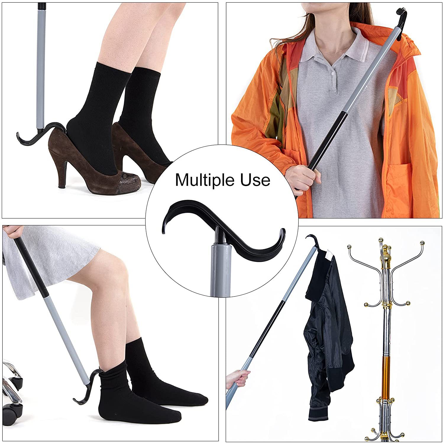 Hogar largo-polo calzador ancianos mujeres embarazadas perezoso discapacitados rehabilitación multifunción auxiliar pantimedias auxiliar apósito varilla