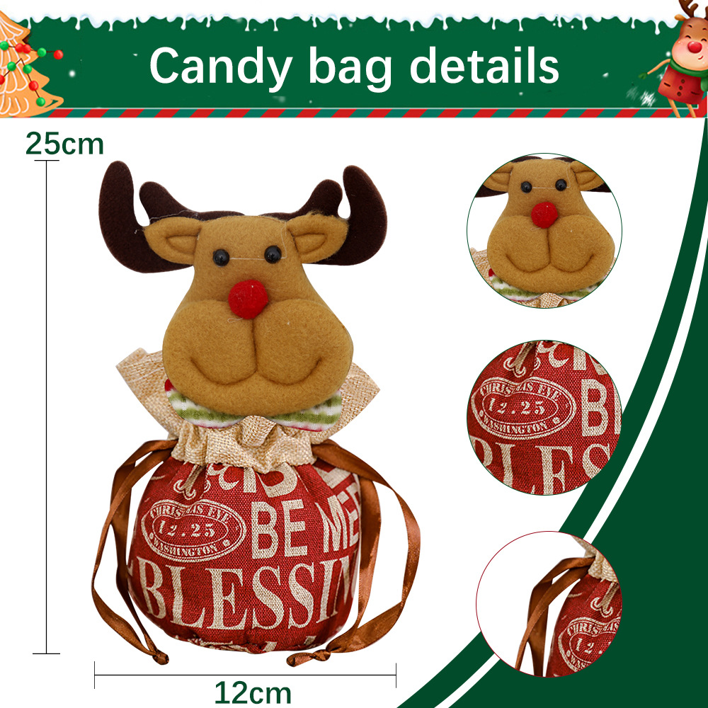 2026 nueva bolsa de regalo de Navidad Nochebuena bolsa de manzanas Santa Claus estereoscópica bolsa de dulces de alce