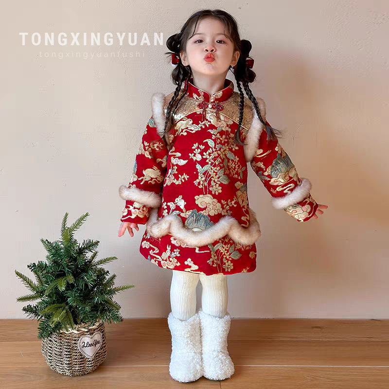 Ropa de Año Nuevo de niñas ropa de algodón de estilo chino de estilo chino de estilo chino para niños ropa de Año Nuevo Tang