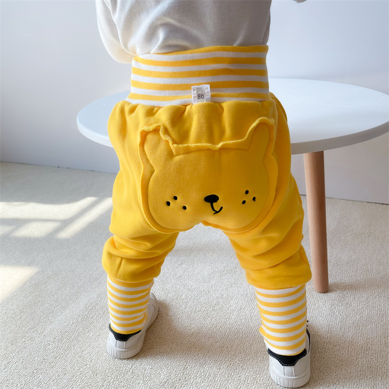 노란 곰 pp 바지 원피스 벨벳