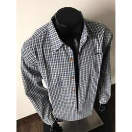 早秋美式薄款高街潮牌格子衬衫男士宽松痞帅百搭宽松长袖衬衣外套