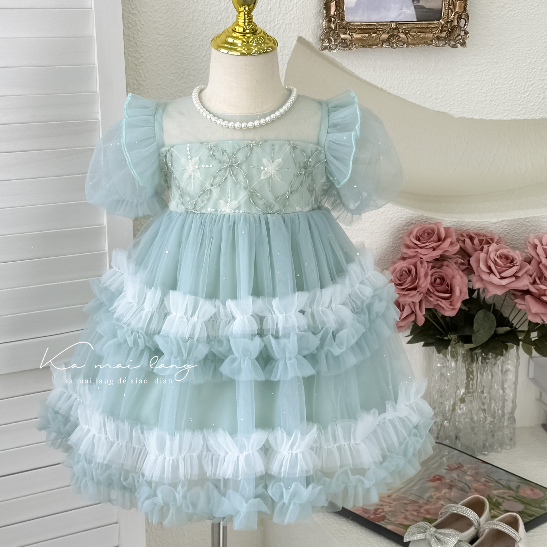 Girls' Dress 2025 Summer New Fashion Trendy Princess Dress Baby Girl Cake Dress Trendy