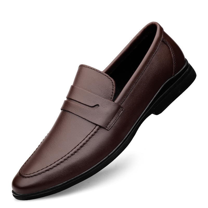 Suit British Leather Shoes Gentleman Casual Cowhide Top Layer Large Size Men's Breathable Business Dress Leather Shoes Bridegroom's Wedding Shoes