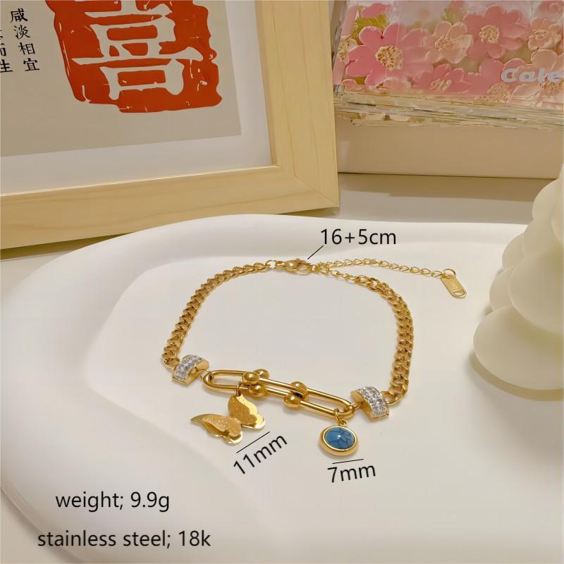 Pulsera de trébol de acero titanium vendedora caliente transfronteriza europea y americana con incrustaciones de concha pulsera colgante pulsera de diseño avanzado sin desvanecimiento al por mayor