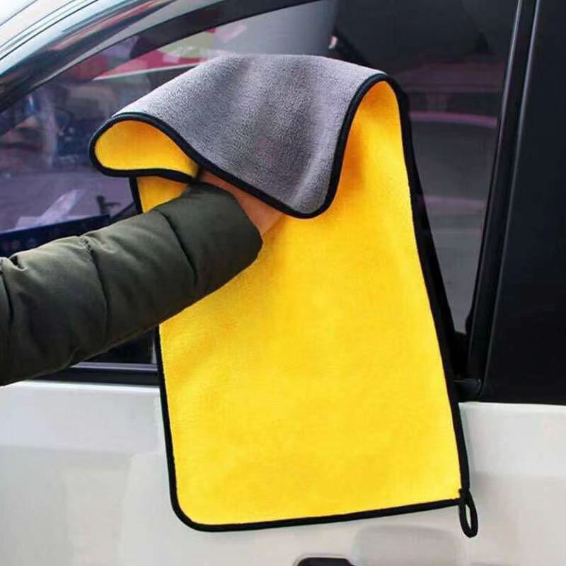 Thickened car towel double-sided coral fleece absorbent car wash towel kitchen cleaning cloth free laser engraving logo