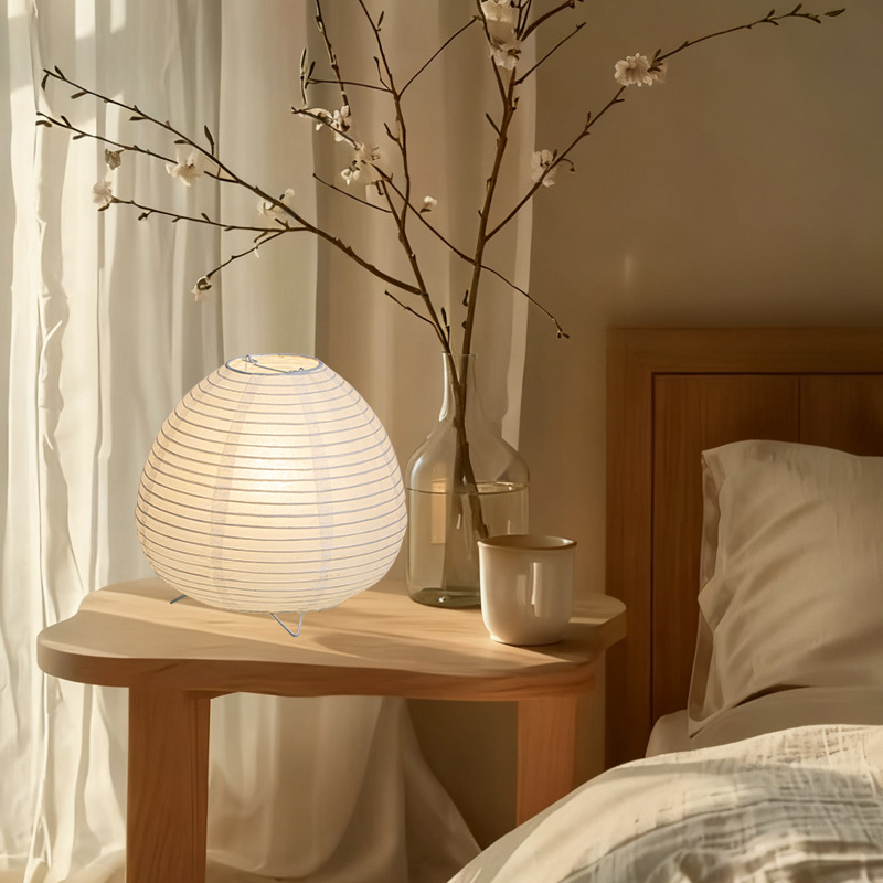 Lampe de chevet japonaise Noguchi rétro en papier de riz, style Wabi-sabi, Wind Ins Advanced Atmosphere_voghion.com