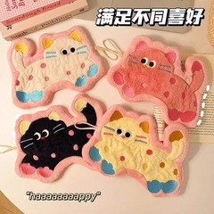 家庭用キッチントイレドーパミンカラー猫タオル掛けハンカチ子供用厚手汚れ拭きタオル