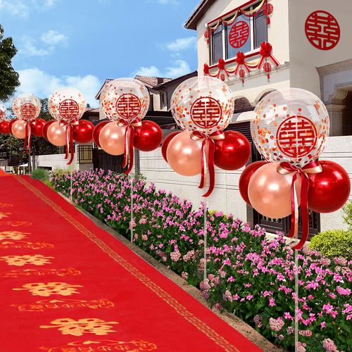 Wholesale wedding room guide wedding welcome layout balloon rural roadside decoration road guide column bracket outdoor red