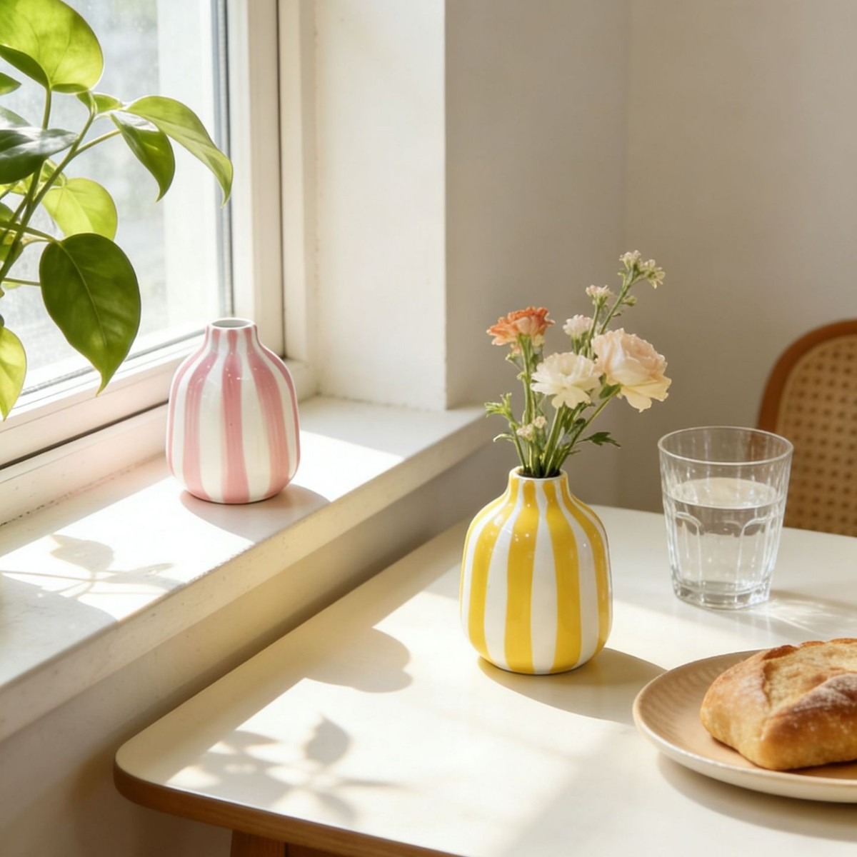 Nórdico simple azul diamante jarrón de cerámica alta sensación de lujo ligero punto de onda arreglos de flores decoración de la sala de estar una alquiler