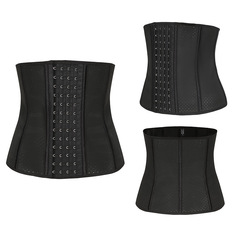 Cross-border latex girdle postpartum 9 steel bone breathable strong abdominal control body shaping rubber girdle 4 rows 13 buckles