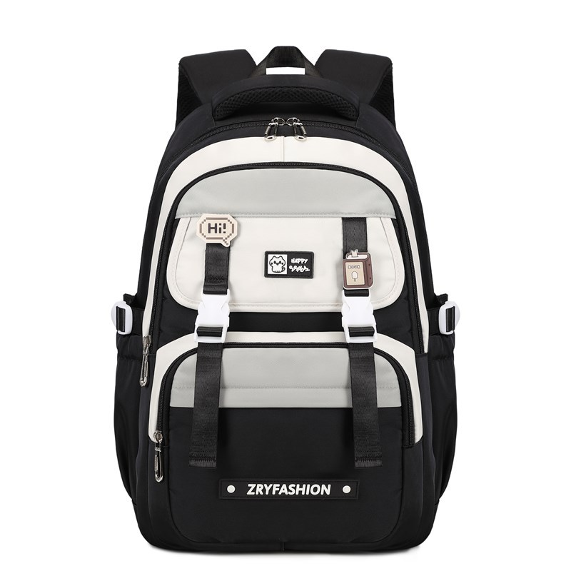 2025 pescado natural de alto valor de la cara mochila de alta capacidad multicapa de estudiantes de secundaria y secundaria simple y versátil