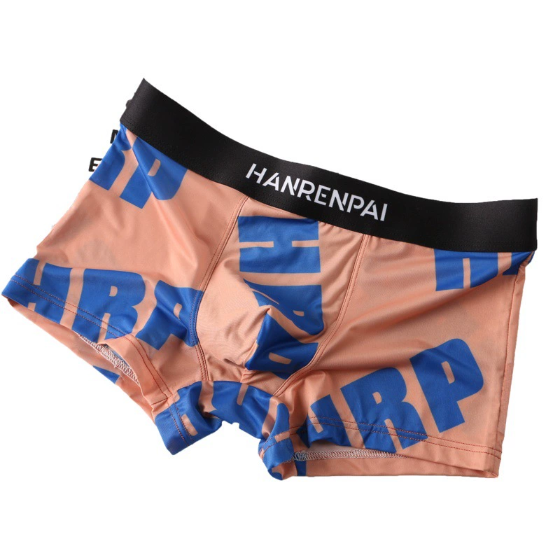 Мужское нижнее белье Нижнее белье с принтом Мужское Новое Спортивное дышащее молодежное нижнее белье со средней талией и ледяным шелком