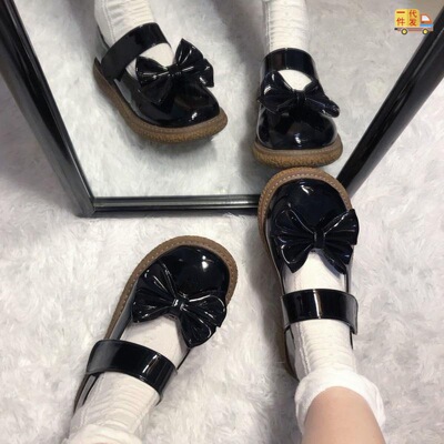 Lolita leather shoes lovely Round Soft sister Big head shoes jk College wind Versatile solar system bow Amazon