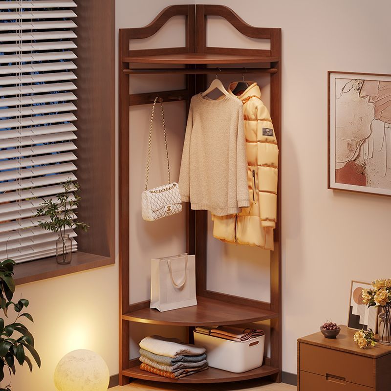 Solid Wood Corner Coat Rack Floor-Standing Bedroom Clothes Rack Household Clothes Rack Bedside Bedside Corner Storage Rack