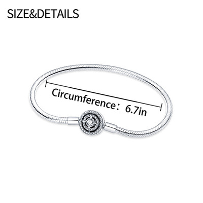 潘家多拉S925镀银新款光环链扣蛇骨链手链DIY女皇冠基础链女-梅陇