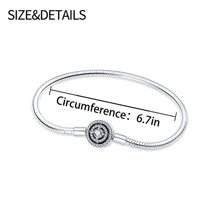 潘家多拉S925镀银新款光环链扣蛇骨链手链DIY女皇冠基础链女-梅陇