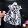 7203 Oil Painting-Black Flower Skirt