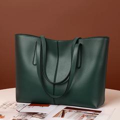 Foreign trade handbag large capacity women's bag new soft leather texture tote bag simple retro women's shoulder bag wholesale