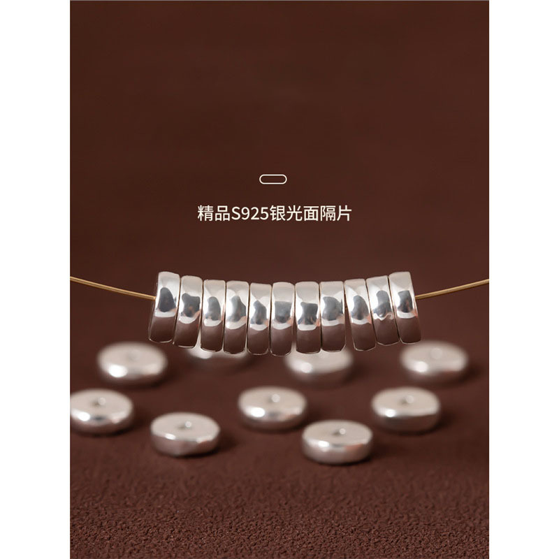 S925 Sterling Silver Hollow Spacer Beads Handmade DIY Accessories Bracelet Beads Spacer Beads Star and Moon Bodhi Accessories
