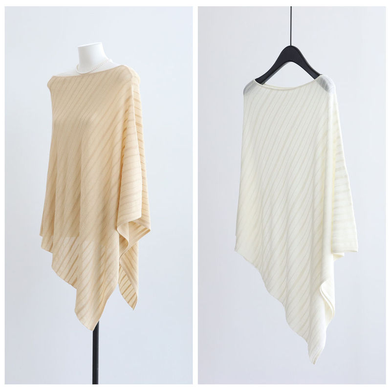 Three-Dimensional Texture Summer Tencel Lyocell Knitwear Shawl Loose and Lazy Style Sun Protection Cover-Up One-Piece Cape