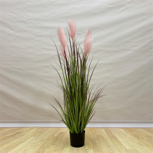 Internet celebrity big reed grass simulation flower floor-standing home living room decoration fake flowers TV cabinet green plant ornaments fake flower potted plants