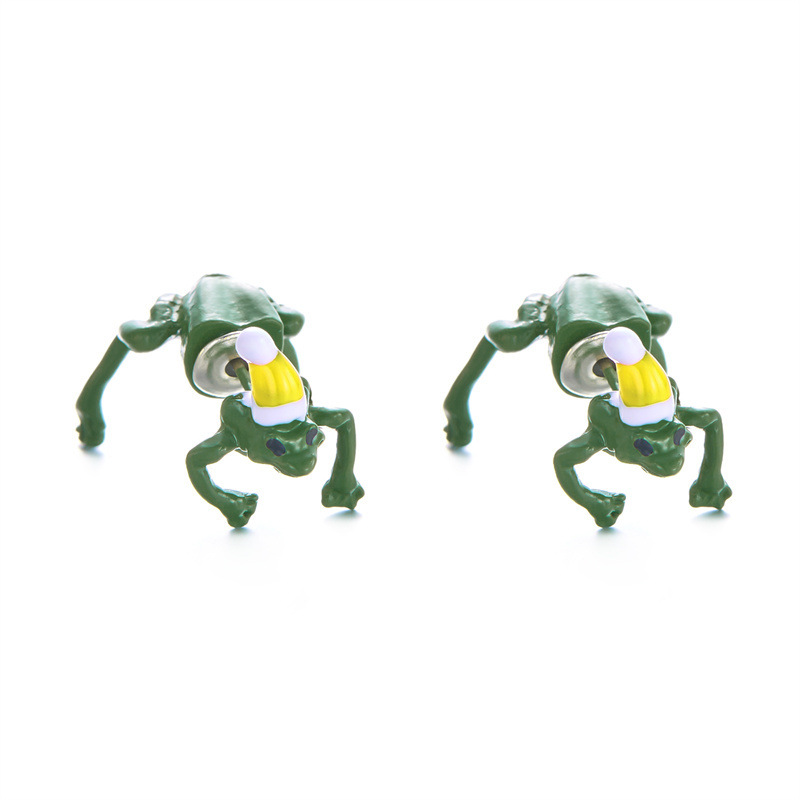 New Hip Hop Rock Christmas Hat Frog Party Funny Personality Creative Earrings_voghion.com
