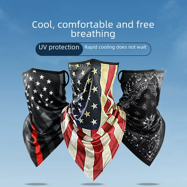 Summer Ice Silk Turban Sunscreen Riding Mask Varied Cycling Face Scarf Magic Turban Printed Ear Hanging Triangle Scarf