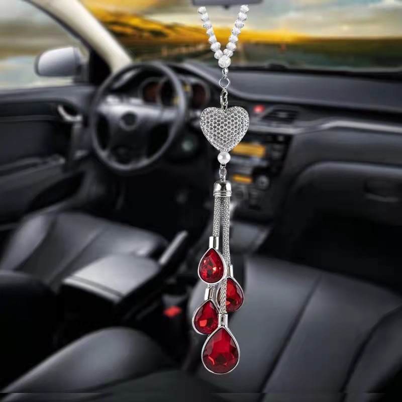Coche colgante espejo retrovisor colgante coche cristal interior colgante aleación metal decorativo rhinestone transfronterizo Amazon image 3