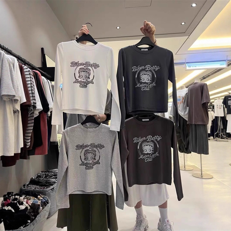 Now Available: Korean Dongdaemun Credito2026 Spring Slim-Fit Versatile Top with Cartoon Print Betty T-Shirt