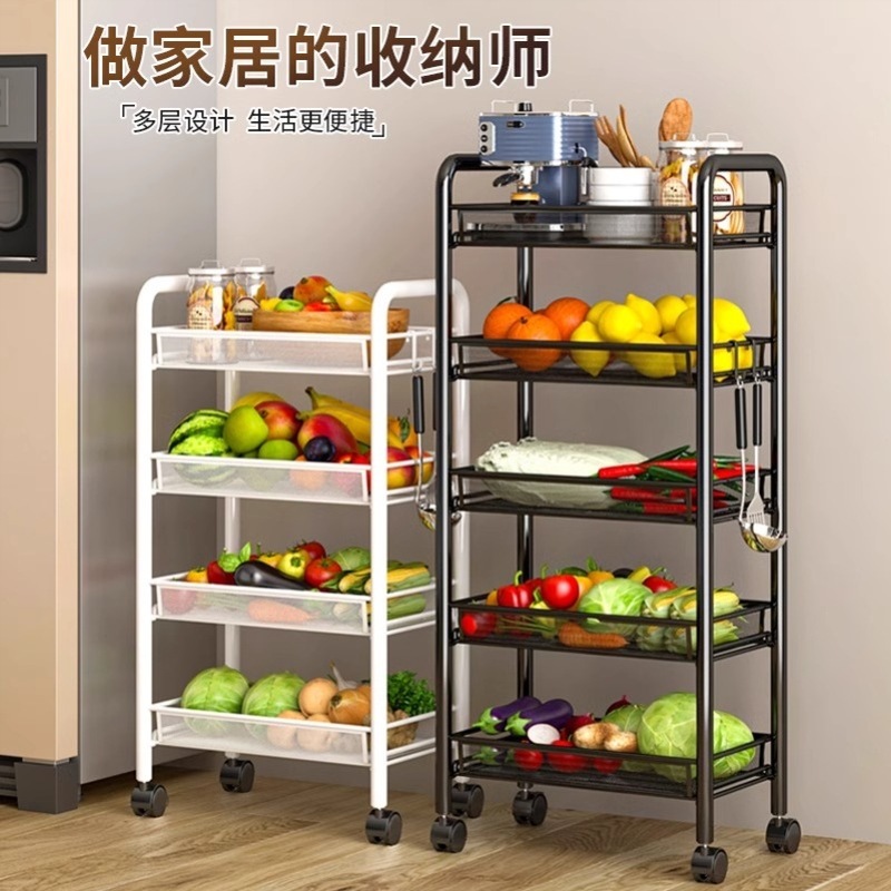 キッチン多機能収納ラック床置き家庭用多層ステンレス鋼収納ラック収納ラック野菜バスケットトロリー|undefined