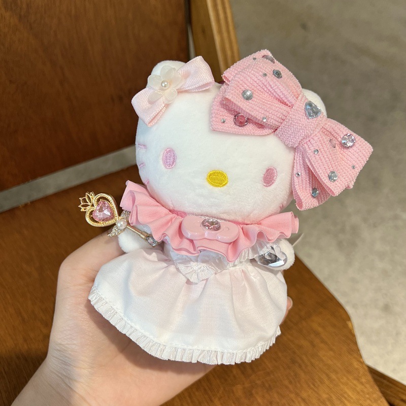 新款网红正版HelloKitty钥匙扣黄粉色包头帽条纹围裙猫猫包包挂件|undefined