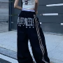 印花字母宽松男女卫裤