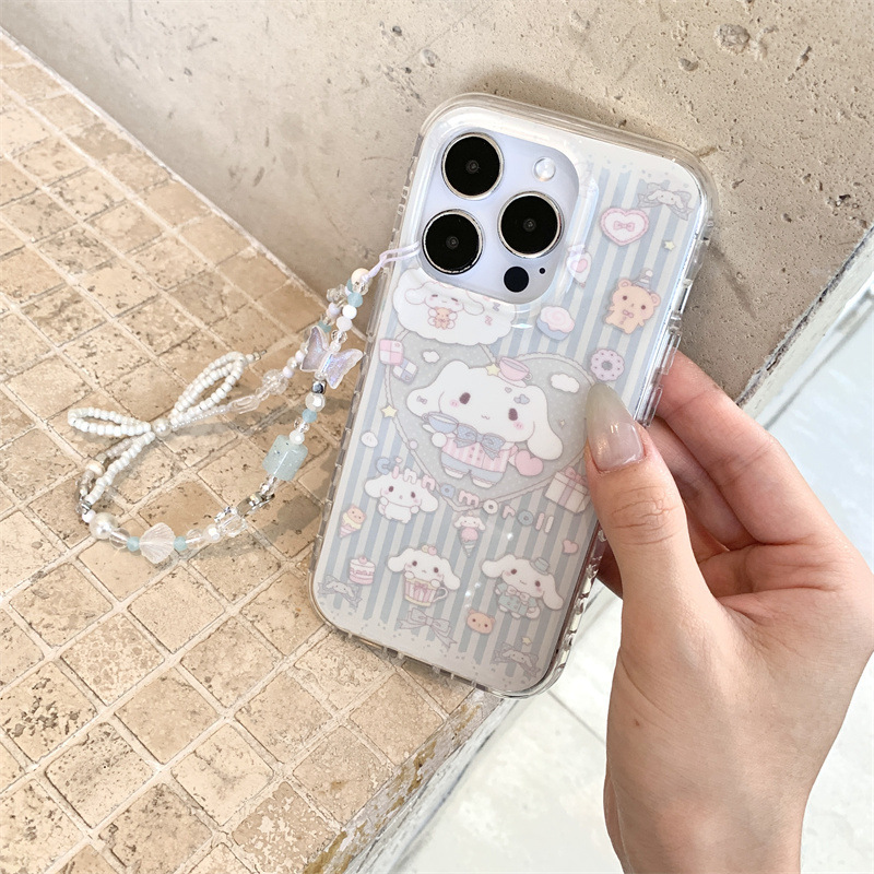 蓝色条纹爱心玉桂狗适用iPhone16苹果15ProMax/14/13手机壳新款女|undefined