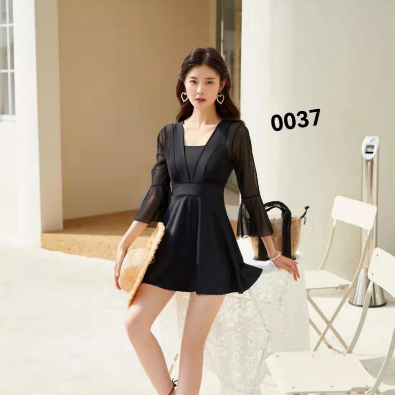 2022开心缘新款泳衣0037女士连体 加大加肥高腰显瘦长袖泳装|ms