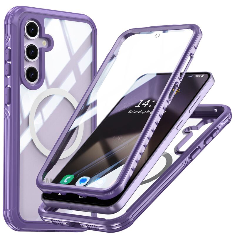 Samsung A56A36A16A17ガラス製360度フルカバー携帯電話ケース、落下防止、衝撃吸収、磁気吸着、磁気充電対応|undefined