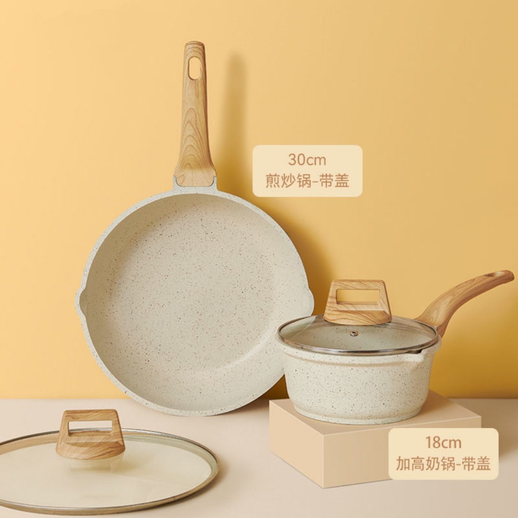 18cm 뚜껑 달린 우유 냄비 + 뚜껑 달린 30cm 웍