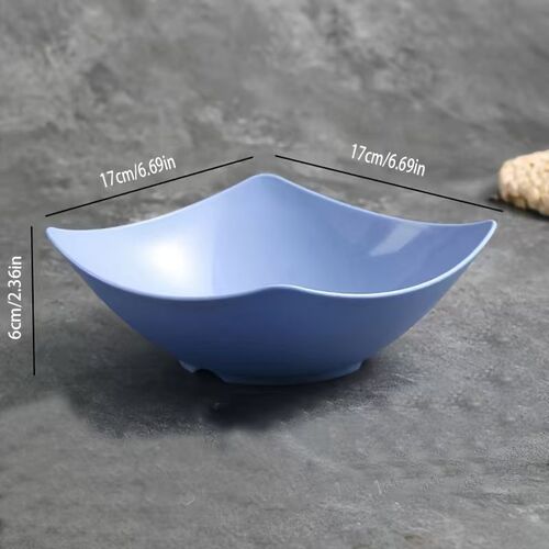 Wheat Straw Soup Bowl with Raised Corners, Set of 8, Household Vegetable Plate, Western-Style Salad Bowl, Plastic Pagoda Bowl, Four-Cornered Bowl, for Foreign Trade