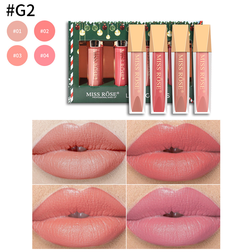 Christmas Makeup Lip Lacquer Sets Of Boxes Matte Finish Non-fading Lipstick Kit display picture 9