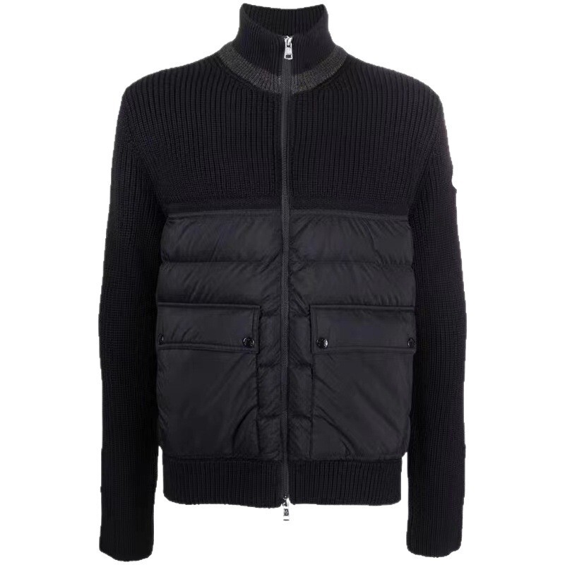 [in Stock] m Brand Men's Down-Filled Knitted Cardigan Jacket with Zipper, Large Quantity Available