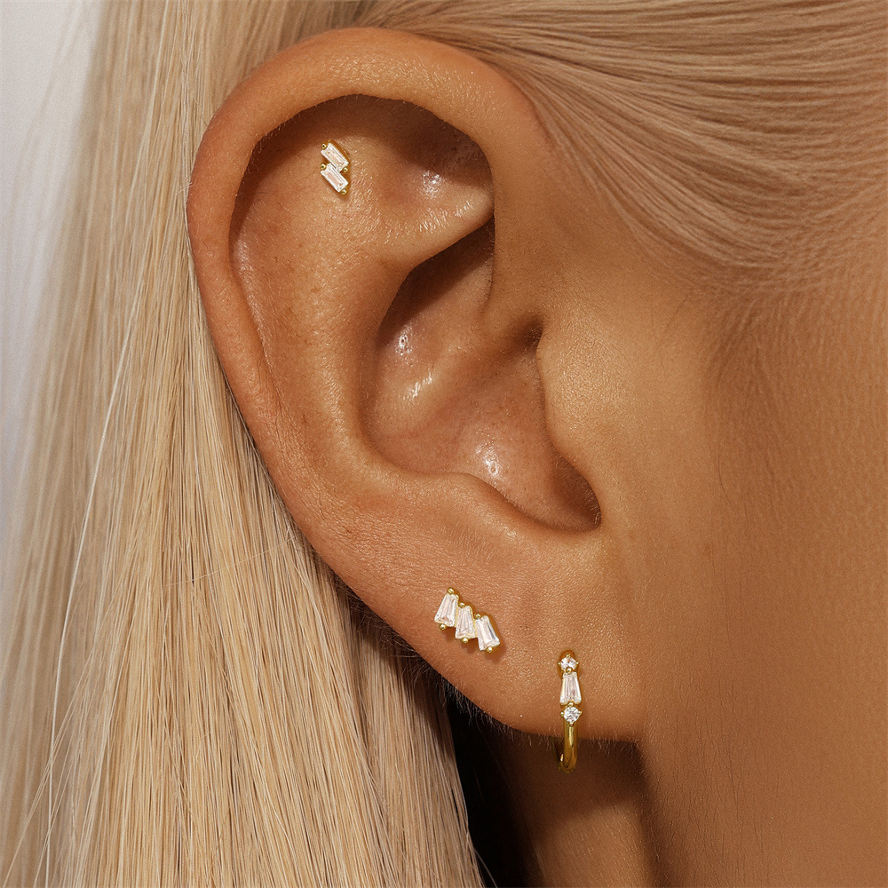 4g Weight 925 Sterling Silver Ear Needle Material Pearl, Zircon Inlay Material Earrings Classification 3 Pieces Set Quantity Holiday, Daily Occasion 925 Sterling Silver Material Geometric Pattern Women's Gender Inlay Design Simple Style Style 3 Pieces Set 925 Sterling Silver Pearl Zircon Geometric Earrings 13
