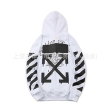 跨境Off-White外贸男士运动休闲连帽卫衣3D数码印花一件代发