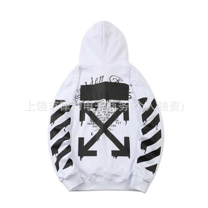 Cross-Border Off-White Export Men's Sports and Leisure Hooded Sweatshirt 3D Digital Printing One Piece Drop Shipping