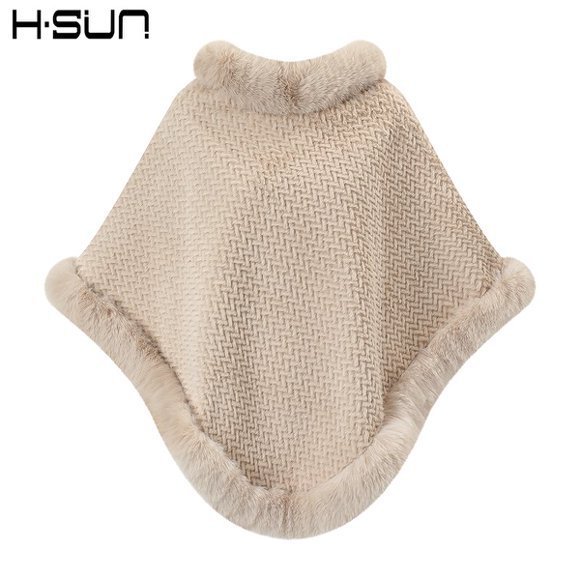 Capa tipo chal de otoño e invierno 2026, nueva bufanda de piel sintética de conejo, abrigo de punto para mujer, prenda exterior holgada y versátil. image 25
