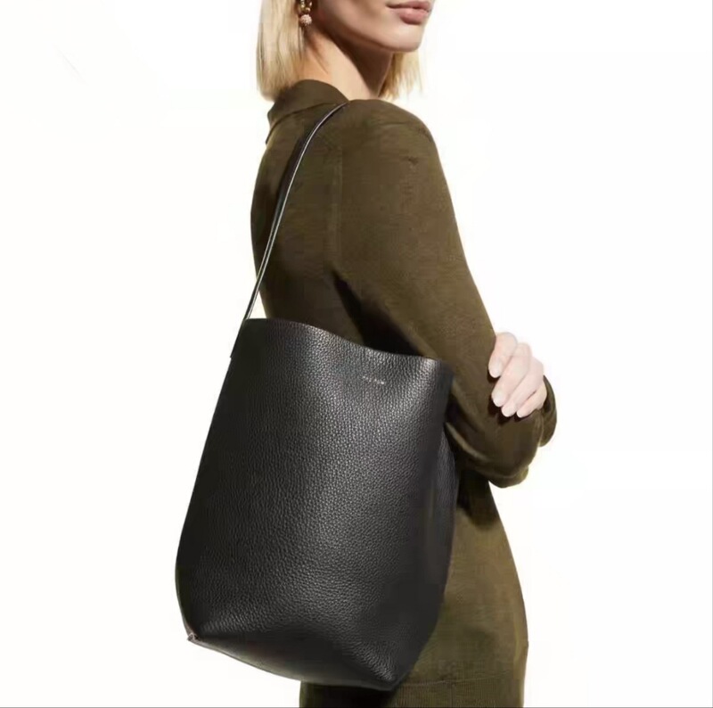 Cross-Border the Row Bucket Bag, Genuine Leather, Large Capacity, High-End Tote Bag, Niche Commuter Handbag, Shoulder Bag